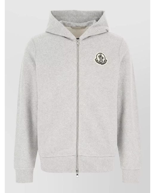 Moncler White Hooded Jacket Ribbed Cuffs Straight Hem for men
