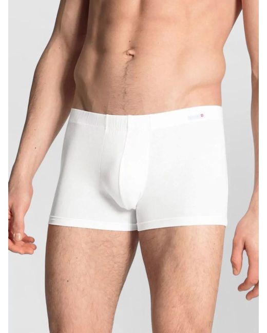 Calida White Boxer Brief Elastic Waistband Mid Rise for men