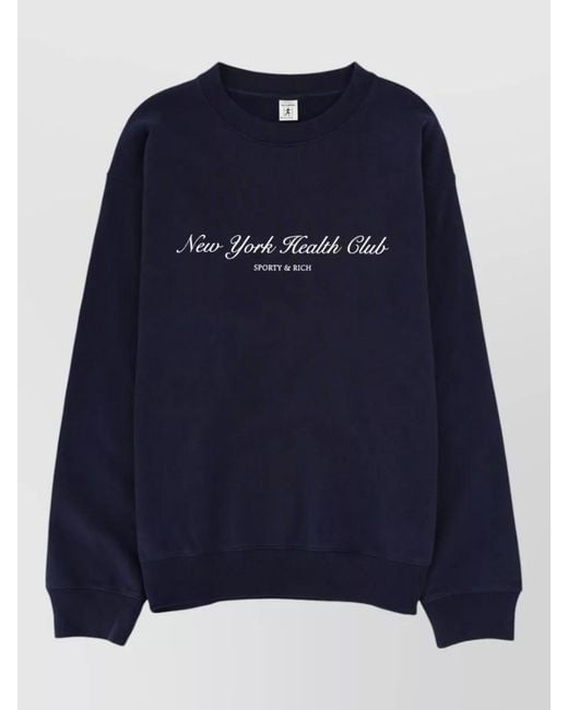 Sporty & Rich Blue Ny Health Club Logo Crew Sweatshirt