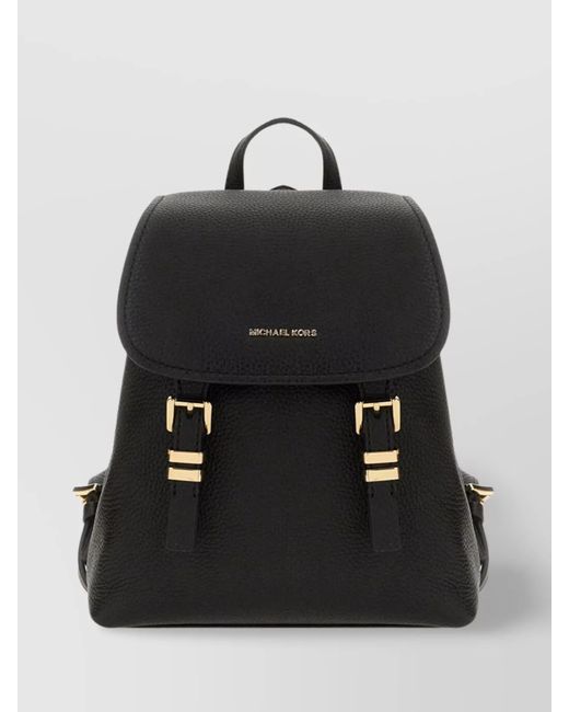 Michael Kors Black Backpack Leather Adjustable Straps Front Flap Top Handle