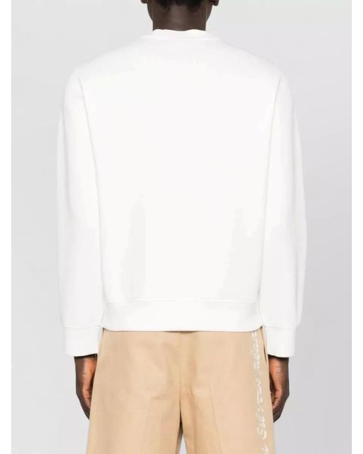 Emporio Armani White Cotton Sweatshirt Featuring Front Logo Crewneck for men