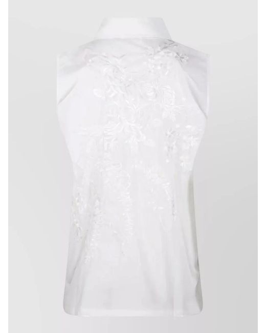 P.A.R.O.S.H. White Sleeveless Shirt Clean Design Embroidered Pockets