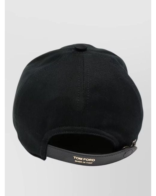Tom Ford Black Cotton Baseball Cap Curved Peak Design for men