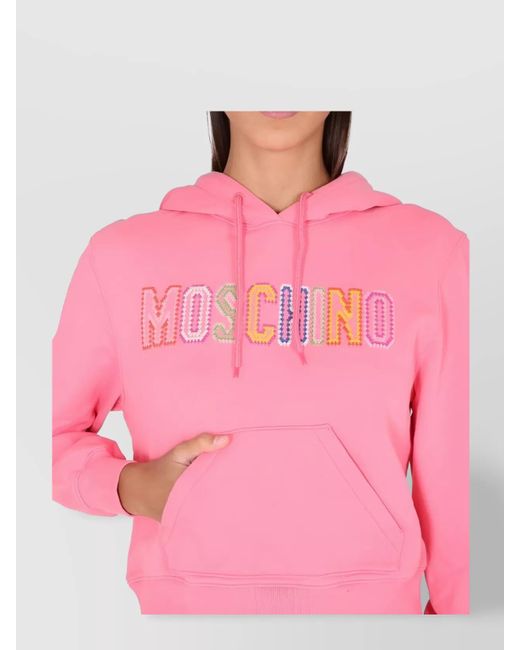 Moschino Pink Crochet Hooded Sweatshirt