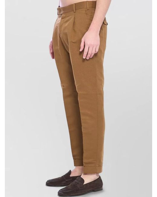 PT Torino Natural Linen Cotton Mid-Rise Straight-Leg Tailored Trousers for men