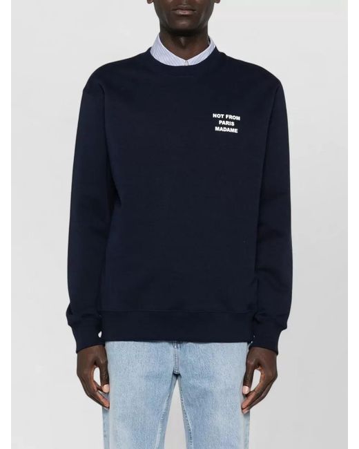 Drole de Monsieur Blue Crew Neck Knit Sweater Long Sleeves for men