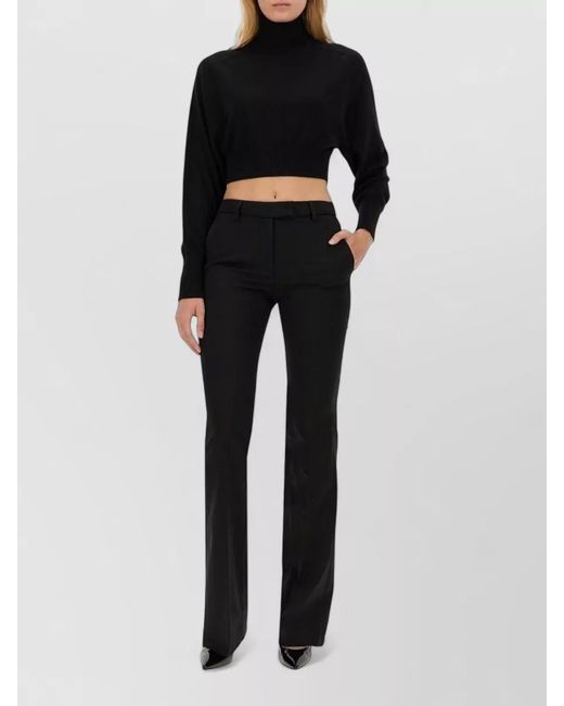 Thelatest Black Skinny Fit Pants Flared Leg Belt Loops