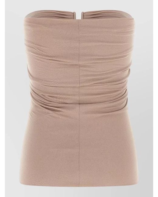 Rick Owens Natural Alannah Strapless Ruched Elasticated Top