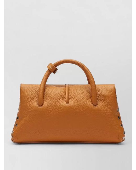 Zanellato Brown Shoulder Bag Top Handle Pebbled Texture