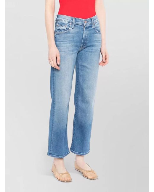 Mother Blue Denim Straight-Leg Jeans