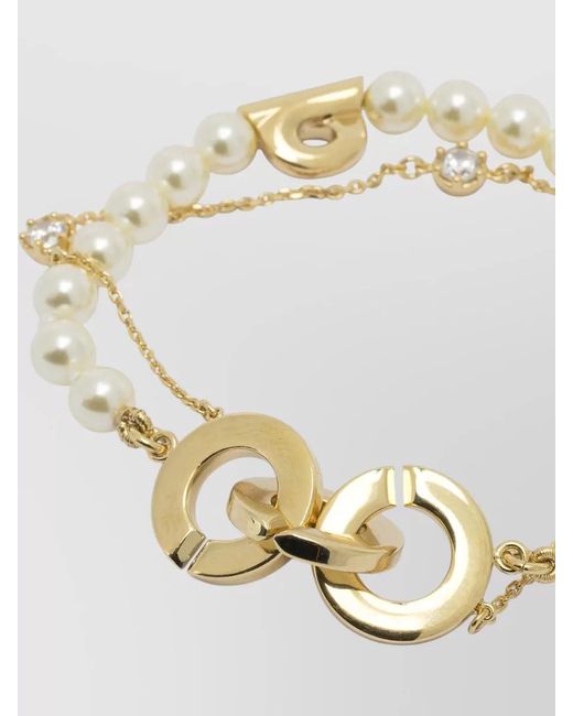Ferragamo White Double Strand Pearl Bracelet