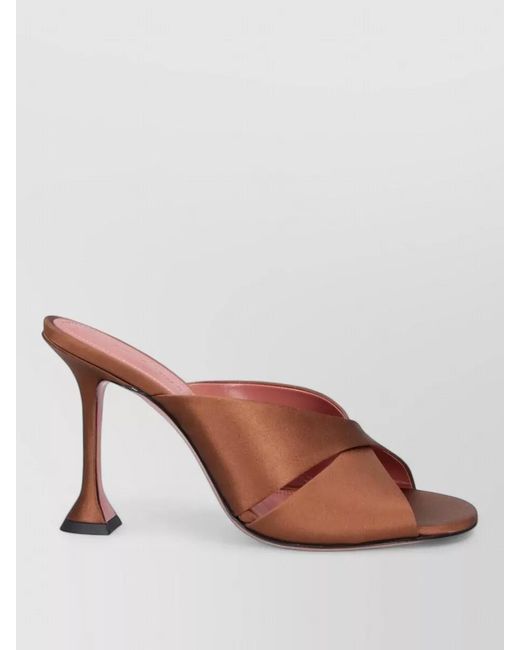 AMINA MUADDI Brown Silk High Heel Mules