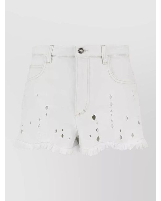 Isabel Marant White Cotton Cutout Cropped Shorts