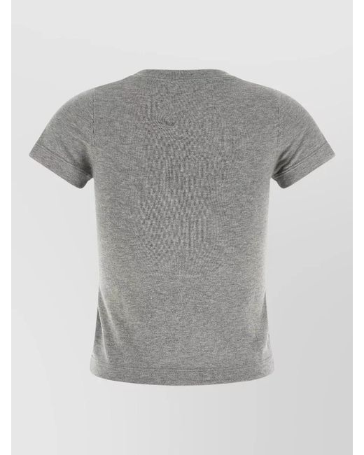 Extreme Cashmere Gray Cashmere Blend Ribbed Crew Neck Short-Sleeve T-Shirt