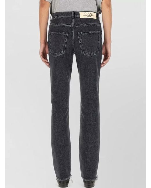 Gucci Gray Denim Pants Label Detail Five Pockets for men