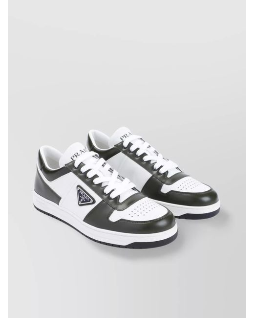 Prada Metallic Leather Low-Top Sneakers for men