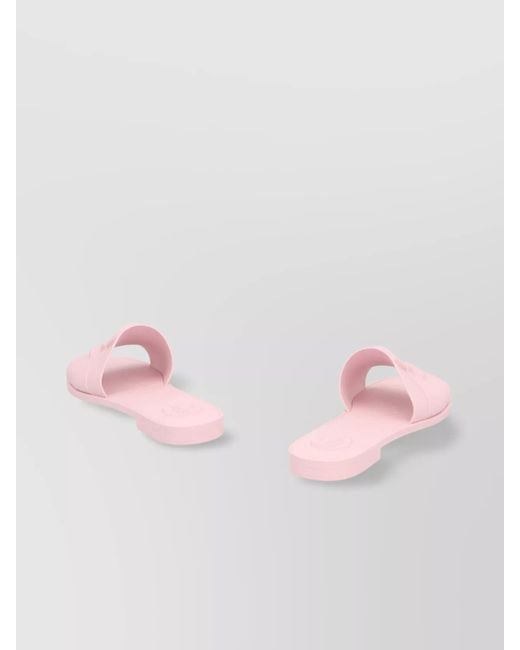 Moncler Pink Rubber Slides With Flat Sole And Open Toe