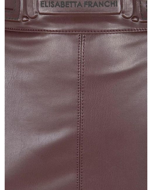 Elisabetta Franchi Brown High Waist Midi Skirt Back Slit