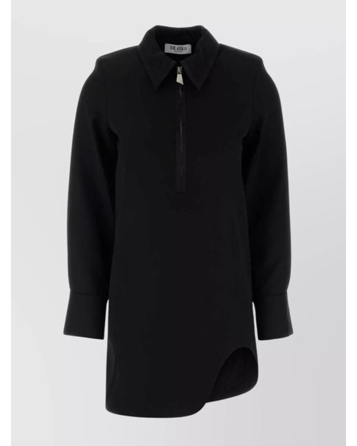 The Attico Black Mini Dress With Long Sleeves And Asymmetrical Hem