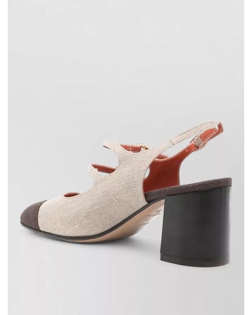CAREL PARIS Pink Papaya Slingback Pumps Almond Toe Block Heel
