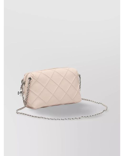 Tory Burch Natural Fleming Mini Leather Crossbody Bag