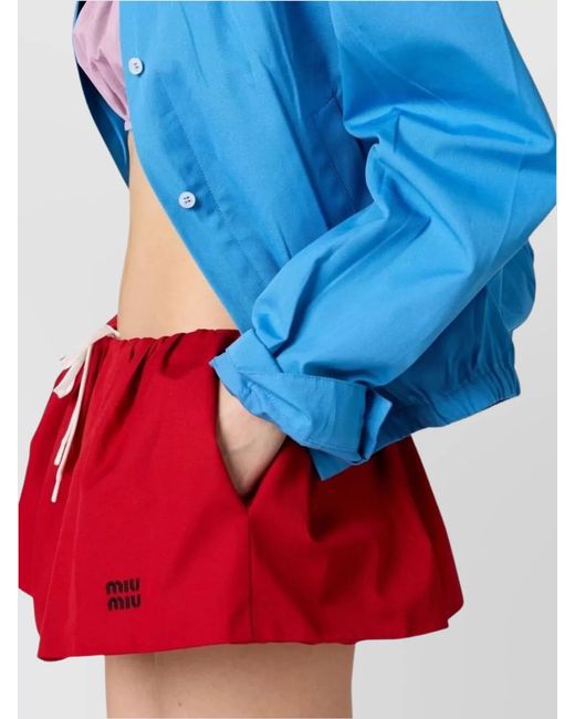 Miu Miu Red Poplin Mini Skirt
