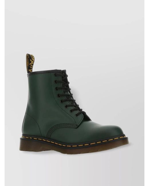 Dr. Martens Green Leather Ankle Boots 1460