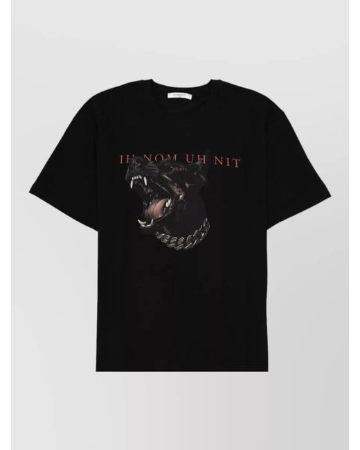 Ih Nom Uh Nit Black Dobermann Graphic Crew Neck Short Sleeve T-Shirt for men