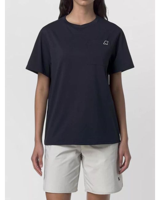 K-Way Blue Short Sleeve Crew Neck Top Chest Pocket