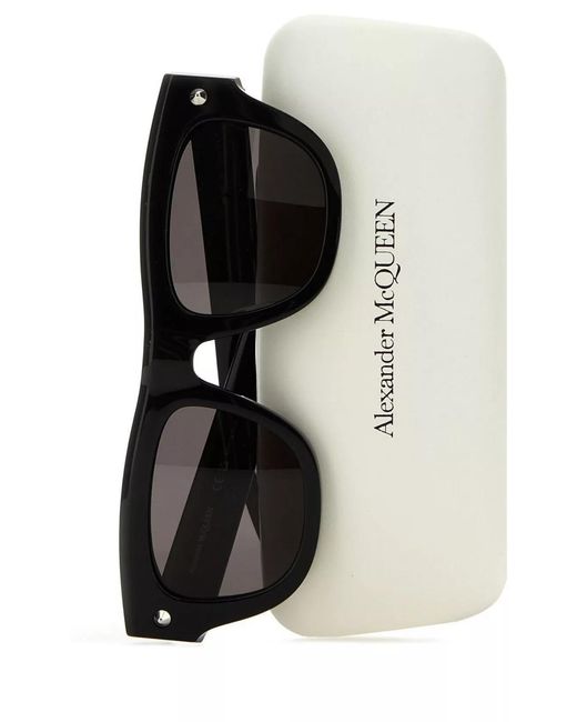 McQueen Black Acetate Square-Frame Sunglasses for men