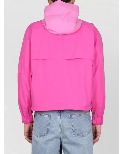 K-Way Pink Claudey Hooded Jacket Arm And Side Pockets