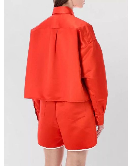 Frankie Shop Red Arlen Satin Boxy Shirt
