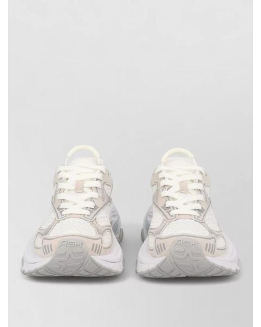 Ash White Mesh Panel Sneakers Rubber Sole Pull Tab