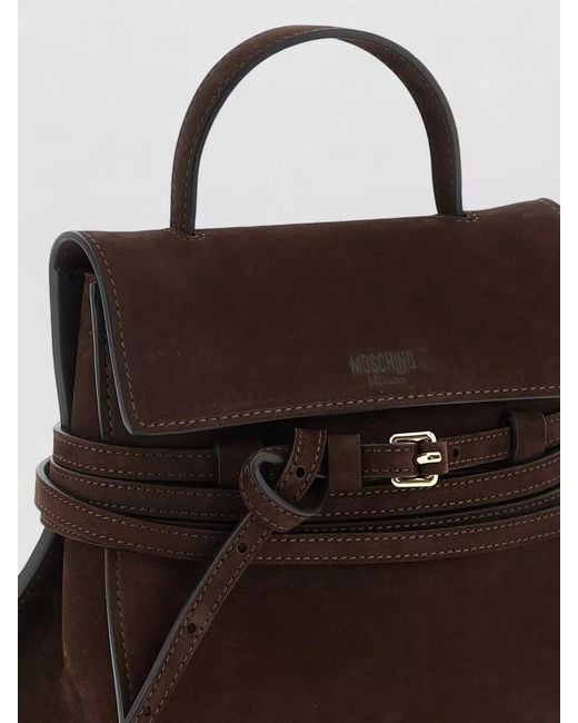 Moschino Black Tie Me Shoulder Bag Suede Buckle