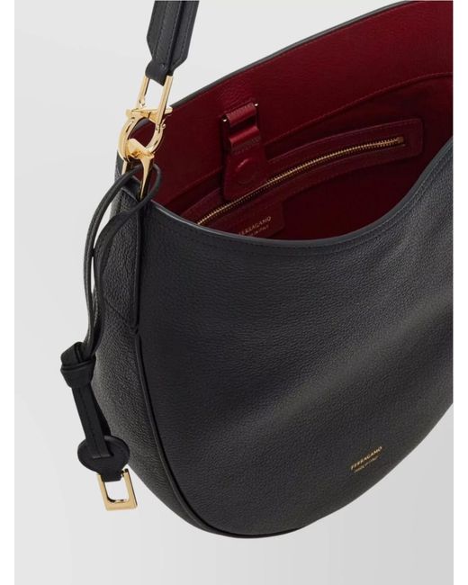 Ferragamo Black Medium Leather Hobo Bag