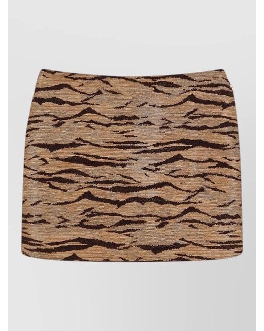 Elisabetta Franchi Metallic Mini Skirt Animal Print Embroidered Texture