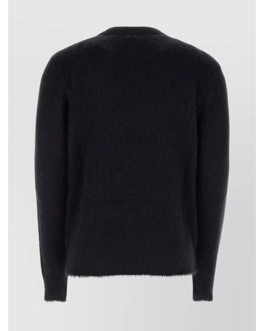 Balmain Black Mohair Logo-Print Brushed-Knit Crewneck Jumper for men
