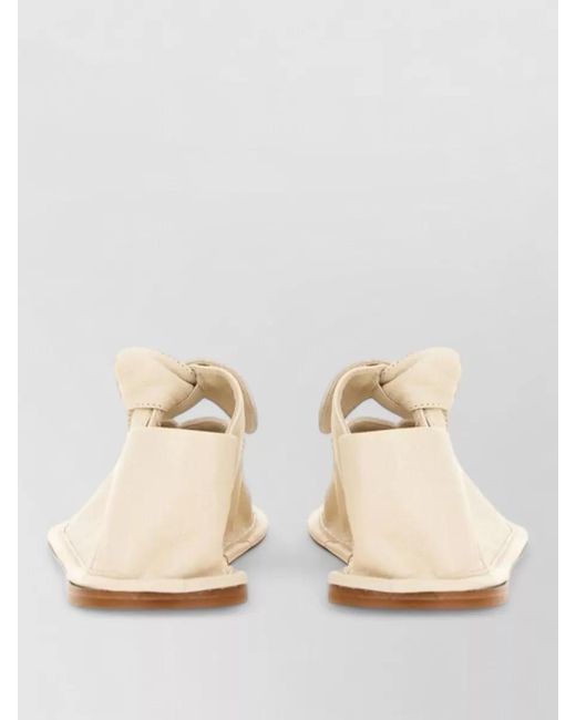 Hereu Natural Loafers Cut Out Design Flat Sole Knot