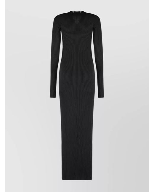 The Attico Black Ribbed-Knit Long Cardigan