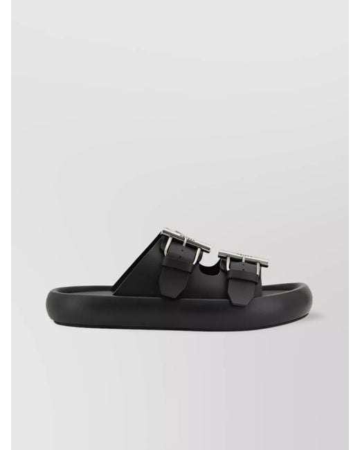 McQueen Black Leather Sandals for men