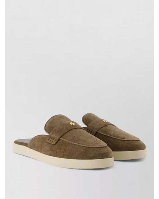 Tory Burch Brown Ballet Sport Loafers Suede Leather Mules