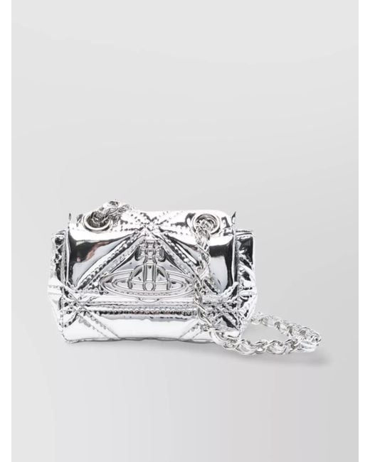 Vivienne Westwood Metallic Quilted Foldover Harlequin Patent Chain Strap
