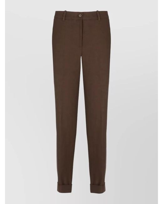 P.A.R.O.S.H. Brown Straight-Leg Tailored Trousers