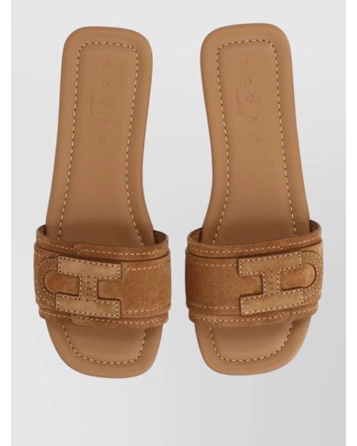 Hogan Natural Slides And Flip Flops Open Toe Design