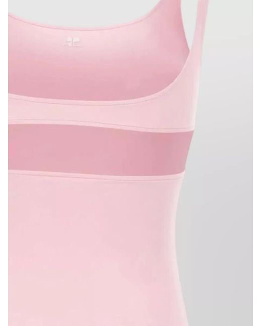 Courreges Pink One Piece Swimsuit Scoop Neckline Cutout