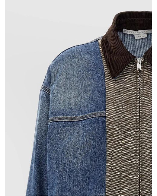 Stella McCartney Blue Denim Tweed Bomber Jacket