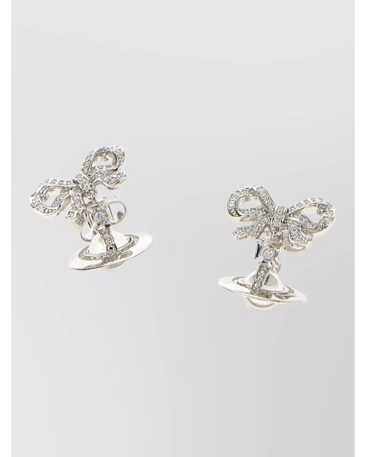 Vivienne Westwood Metallic Octavie Bow Pearl Stud Earrings