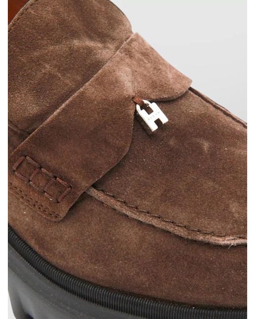 Hogan Brown Suede Leather Platform Loafers
