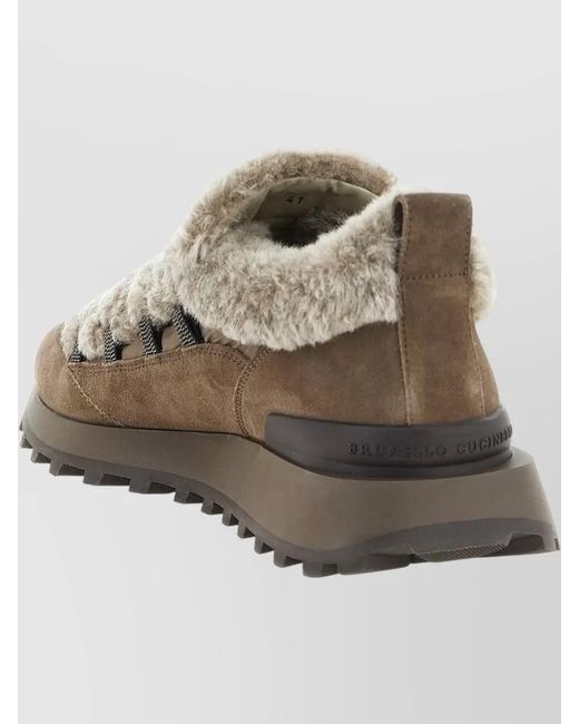 Brunello Cucinelli Natural Monile Shearling Sneakers Tank Sole