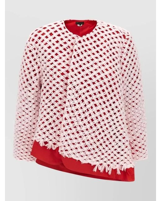 Comme des Garçons Red Asymmetric Tulle Single-Breasted Coat